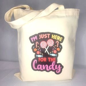 Custom made canvas Halloween trick or treat tote bag